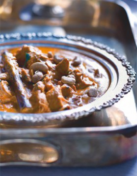 Curry de dinde aux noix de cajou et riz basmati au safran