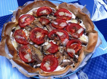 Recette de tarte aux sardines-chèvre et tomates