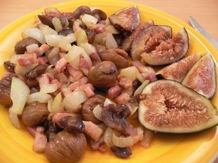 Recette de poêlée de lardons et marrons aux figues