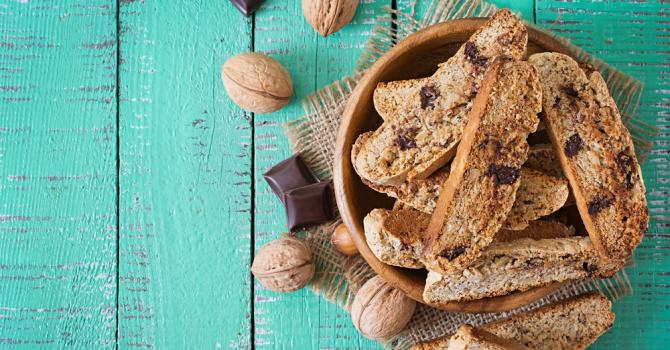 Recette de biscotti allégé aux noix et aux pépites de chocolat