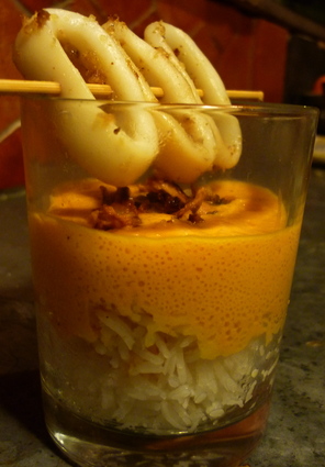 Recette de calamars à l'ail thaï, espuma tomate-poivron
