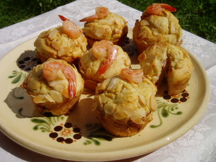 Recette de muffins aux crevettes et aux amandes