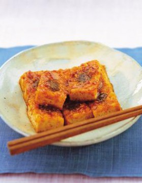 Tofu, coulis framboise-passion pour 4 personnes