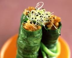 Recette sushis de feuilles d'épinards au saumon et blé