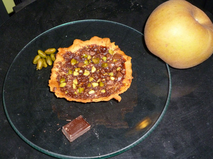 Recette de mini pizza pomme-chocolat-pistache