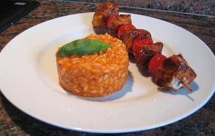 Recette de risotto rouge aux lardons
