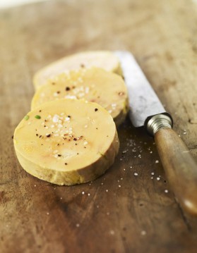Suprême de faisan farci, foie gras et cristaux de cidre