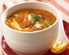 Recette soupe chaude de carottes et cranberry à la coriandre