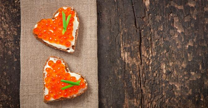 Recette de cœurs d'épinard apéritifs légers aux œufs de saumon