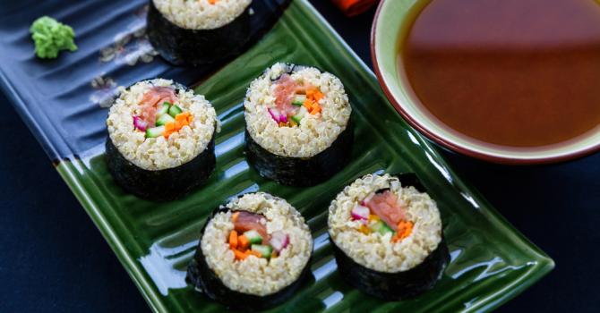 Recette de makis rapides de quinoa au saumon croq'kilos