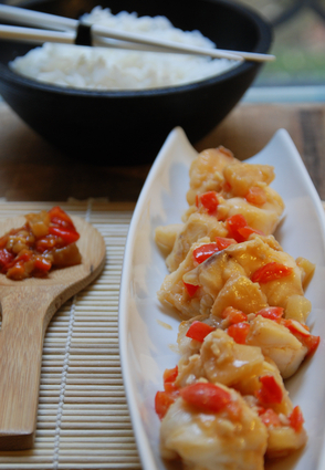 Recette de lotte au wok sauce ketchup façon aigre-douce