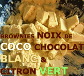 Brownies au chocolat blanc, noix de coco et citron vert pour 6 ...