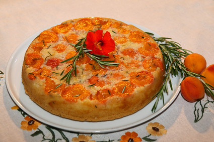 Recette de gâteau renversé aux abricots et romarin, huile d'olive et ...