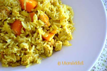 Recette de riz, potimarron et tofu au curry