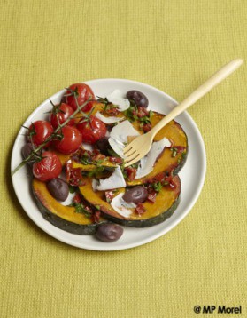 Potimarron, tomates et olives rôties pour 4 personnes