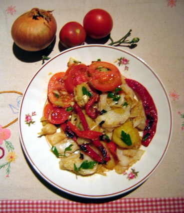 Recette de salade de morue, pommes de terre et poivrons rouges ...