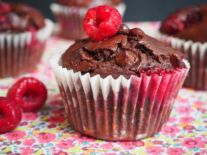 Recette de muffins chocolat framboises