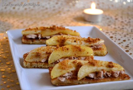 Recette de toasts de pain perdu au foie gras, pomme et spéculoos ...
