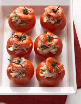Tomates farcies d'effiloché de raie pour 4 personnes