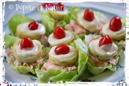 Recette de salade de saumon et petits légumes en feuilles de laitue ...