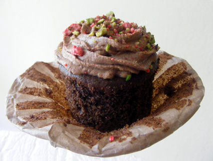Recette de cupcakes au chocolat, pistaches et pralines