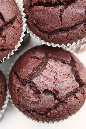 Recette de muffins tout chocolat coeur fondant