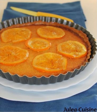 Recette de tarte amandine à l'orange et aux oranges confites