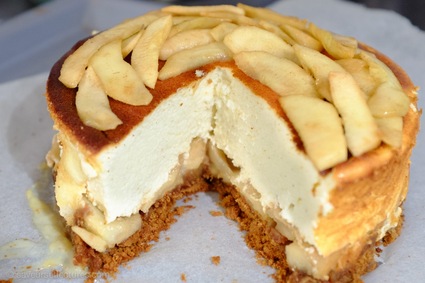 Cheesecake light aux pommes caramélisées cannelle-gingembre
