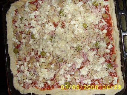 Recette de pizza jambon, champignon et fromage