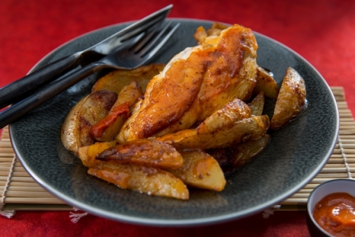 Recette de poulet rôti macanais, pommes de terre rôties rapide