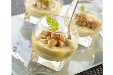 Recette de crème de haricots blancs au foie gras et esprit de café