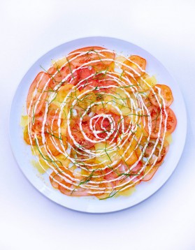 Salade facile de tomates, crème fraîche aux quatre épices et oseille ...