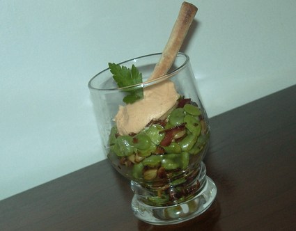 Recette de salade de fèves et chorizo en verrines