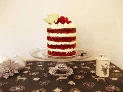 Recette de gâteau red velvet naked cake aux framboises