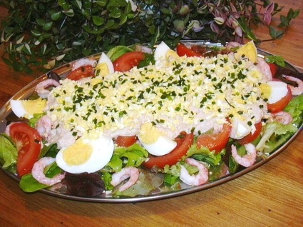 Recette de salade aux crevettes sauce au thon