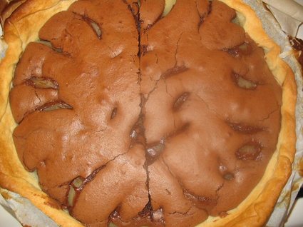 Recette de tarte mœlleuse chocolat/poires