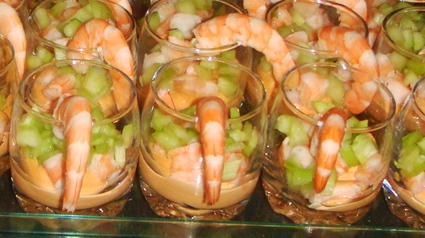 Recette de verrine crevette sauce cocktail et concombre