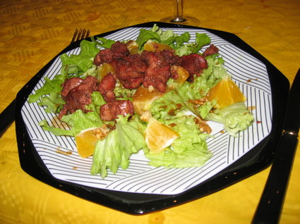 Recette de salade aux foies de volaille et oranges