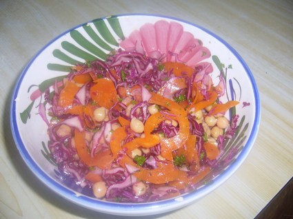 Recette de salade chou rouge-pois chiches