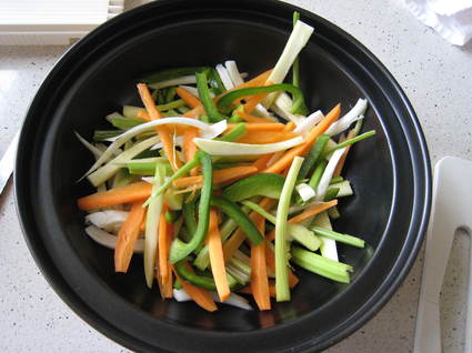 Recette de wok crevettes et petits légumes printaniers