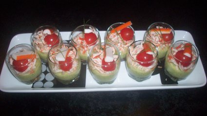 Recette de verrines courgettes poireau et surimi