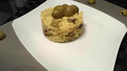 Risotto champignons, curry et olives