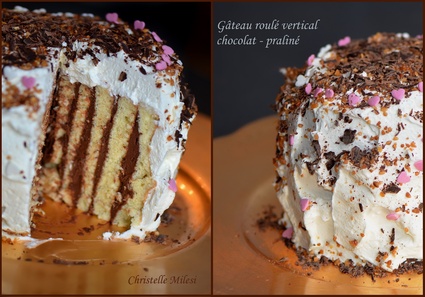Recette de gâteau roulé vertical chocolat  praliné