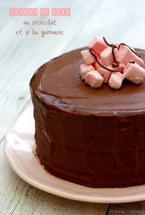 Recette de gâteau de fête au chocolat et guimauve à la fraise