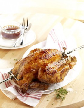 Poulet rôti aigre-doux au caramel de bleuets