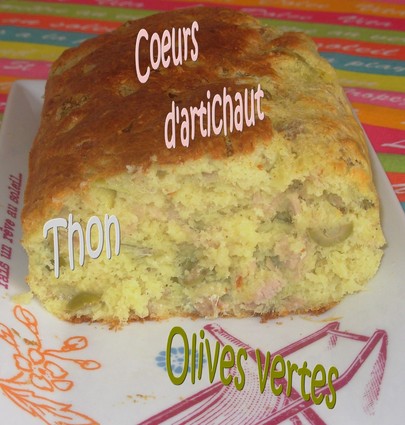Recette de cake au thon, artichaut et olives vertes