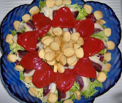 Recette de salade au magret séché et poivrons