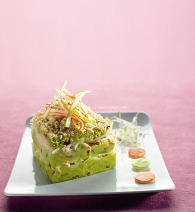 Recette de surimi sur lit craquant de légumes, curry et wasabi