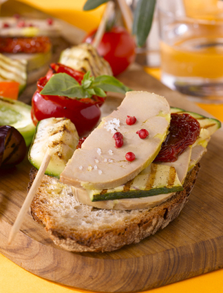 Recette de foie gras et petits légumes à la plancha