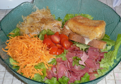 Recette de salade van gogh au coulommier pané